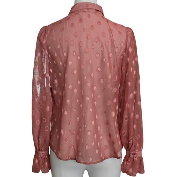 Haute Monde Blush Ruffle Button-up Blouse Sz Small - Picture 4 of 8